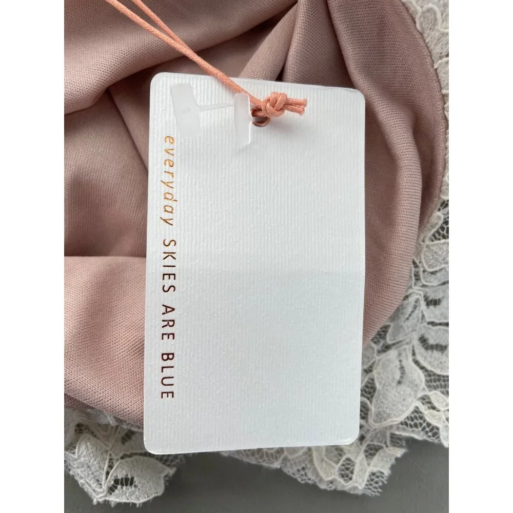 Skies Are Blue Lace Top Size Medium One Shoulder Ruffle Cream Boho Fairycore NEW - Picture 5 of 10